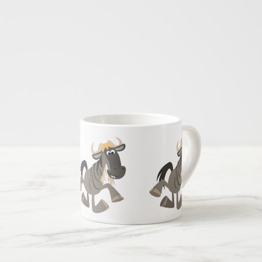 Cartoon Tap Dansende Wildebeest Espresso Mok (Voorkant rechts)