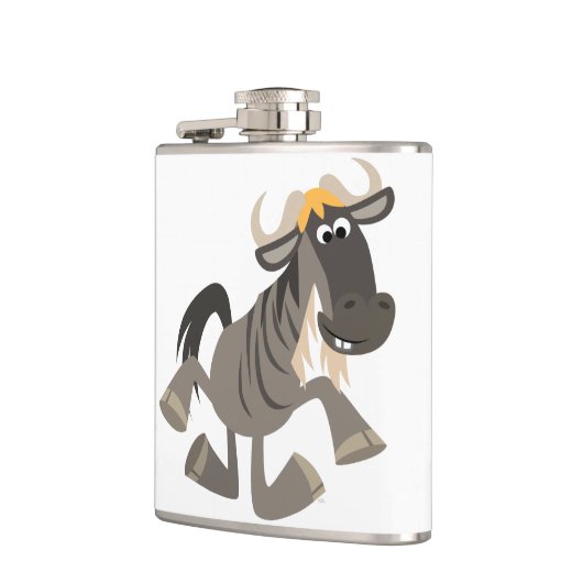 Cartoon Tap Dansende Wildebeest Hip Flask Heupfles (Links)