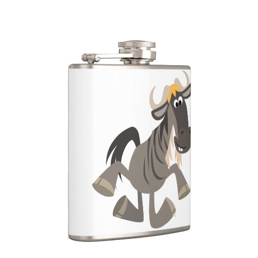 Cartoon Tap Dansende Wildebeest Hip Flask Heupfles (Rechts)