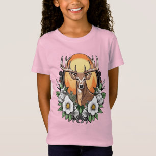 Cartoon-tatoeagekunst van een hert met Georgia-roo T-shirt