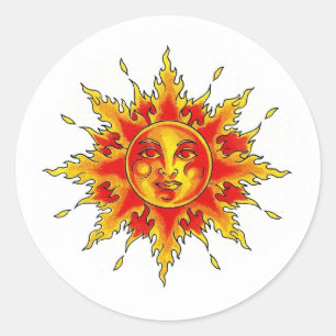 Cartoon tattoo vrouw Zonnezijde Ronde Sticker