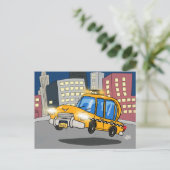 Cartoon Taxi Cab Briefkaart (Staand voorkant)