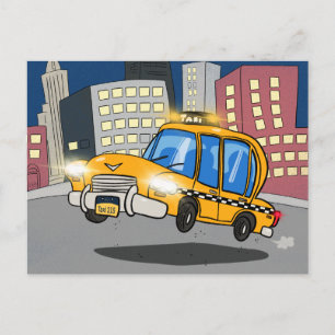 Cartoon Taxi Cab Briefkaart