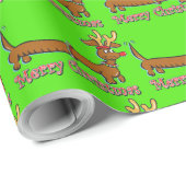 Cartoon Teckel - Prettig Kerstfeest Cadeaupapier (Rol Hoek)