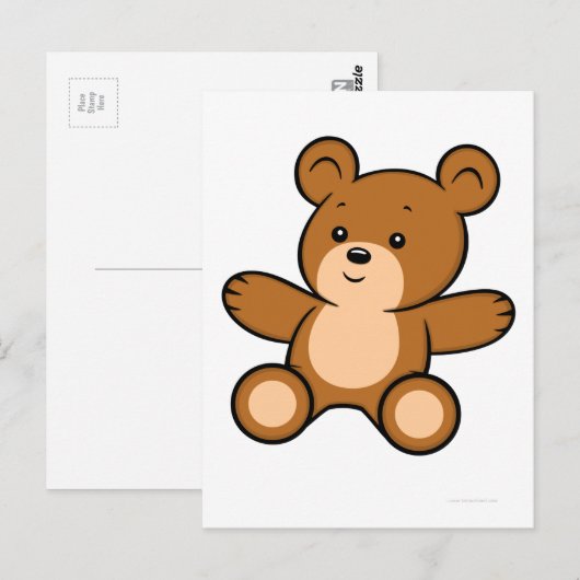Cartoon Teddy Bear Briefkaart (Voorkant / Achterkant)