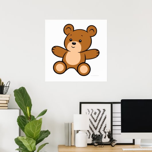 Cartoon Teddy Bear Poster (Thuiskantoor)