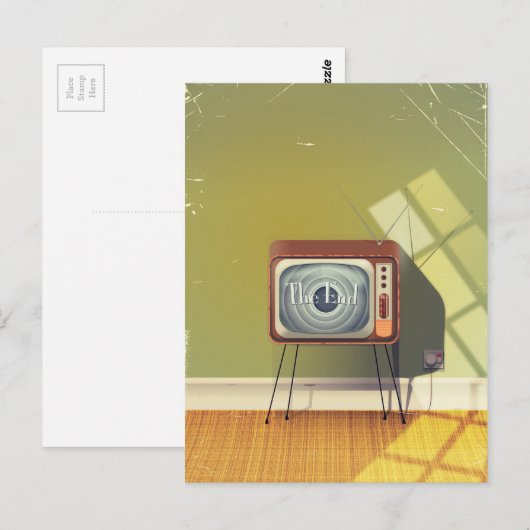  cartoon televisie briefkaart (Voorkant / Achterkant)