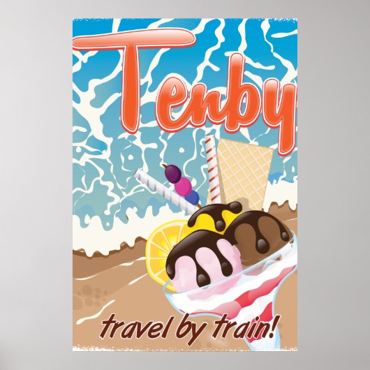 Cartoon Tenby Pembrokeshire Poster (Voorkant)
