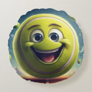 Cartoon Tennisbal Rond Kussen - Whimsical Fun