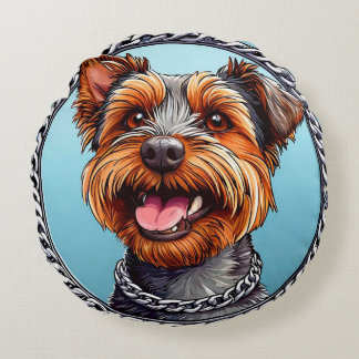 Cartoon Terrier Schattige Hond voor Huisdecoratie Rond Kussen
