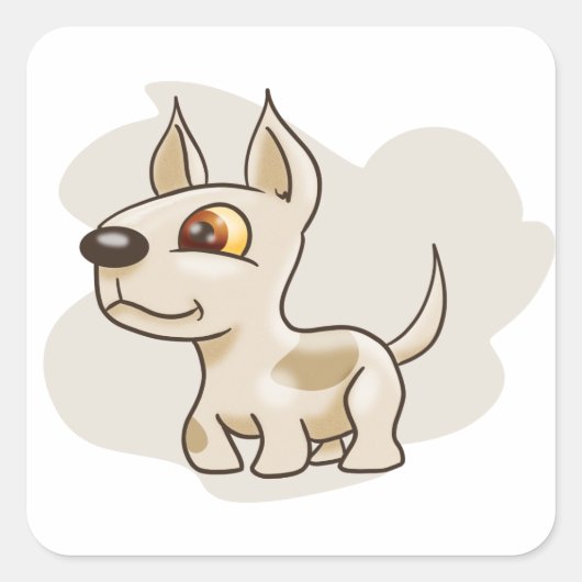 Cartoon Terrier Vierkante Sticker (Voorkant)