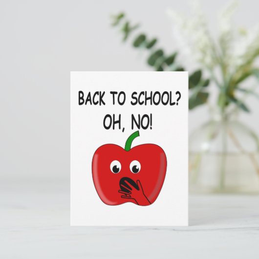 Cartoon Terug naar school Apple Briefkaart (Staand voorkant)
