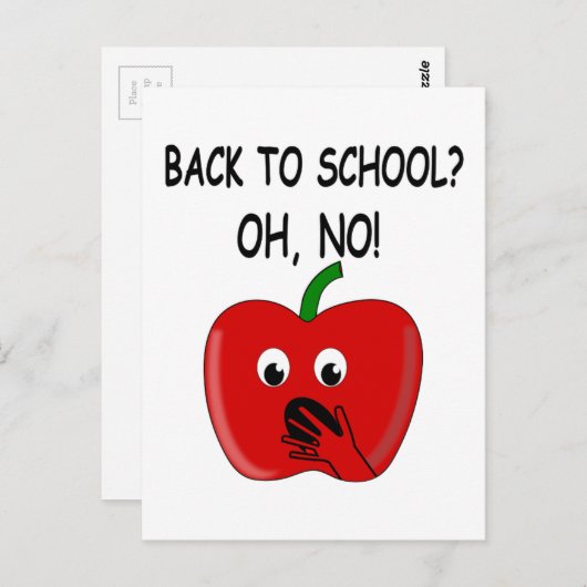 Cartoon Terug naar school Apple Briefkaart (Voorkant / Achterkant)