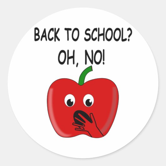 Cartoon Terug naar school Apple Ronde Sticker (Voorkant)