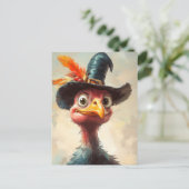 Cartoon Thanksgiving Turkije Briefkaart (Staand voorkant)