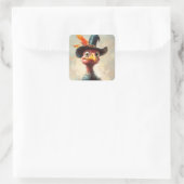 Cartoon Thanksgiving Turkije Vierkante Sticker (Tas)