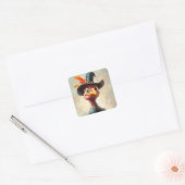 Cartoon Thanksgiving Turkije Vierkante Sticker (Envelop)