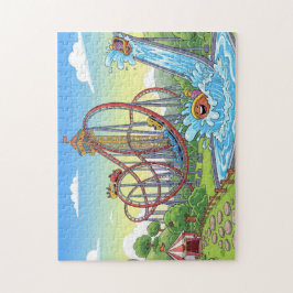 Cartoon Theme Park Adventure – Natuur & Water Spla Legpuzzel
