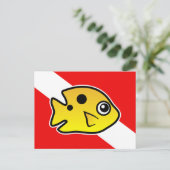 Cartoon Threespot Damselfish Duikvlag Briefkaart (Staand voorkant)