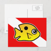 Cartoon Threespot Damselfish Duikvlag Briefkaart (Voorkant / Achterkant)