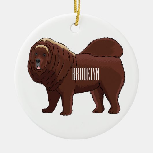Cartoon Tibetan Mastiff Keramisch Ornament (Voorkant)