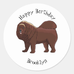 Cartoon Tibetan Mastiff Ronde Sticker