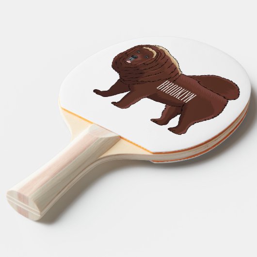 Cartoon Tibetan Mastiff Tafeltennisbatje (Voorkant Gekanteld)