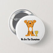 Cartoon Tiger Champion met trofee Ronde Button 5,7 Cm (Voorkant /achterkant)