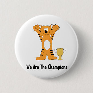 Cartoon Tiger Champion met trofee Ronde Button 5,7 Cm