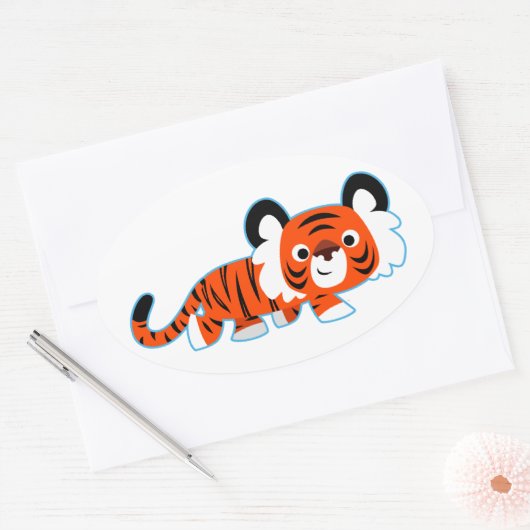 Cartoon Tiger op de prowl Sticker (Envelop)