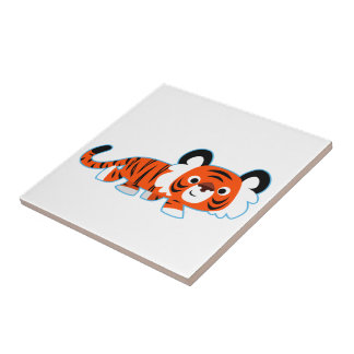 Cartoon Tiger op de prowl Tegel Tegeltje