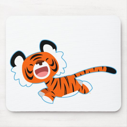 Cartoon Tiger op de run Mousepad Muismat (Voorkant)