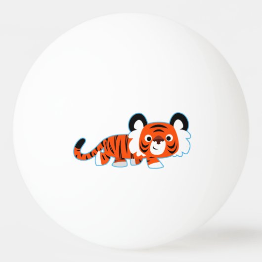 Cartoon Tiger over de prowl pingpongbal (Voorkant)