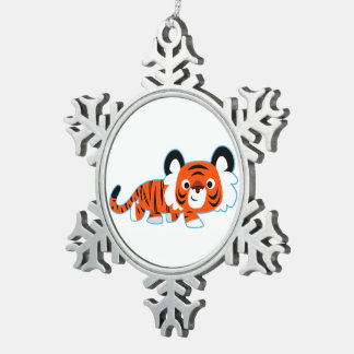 Cartoon Tiger over het Ornament van de Prowl Pewte