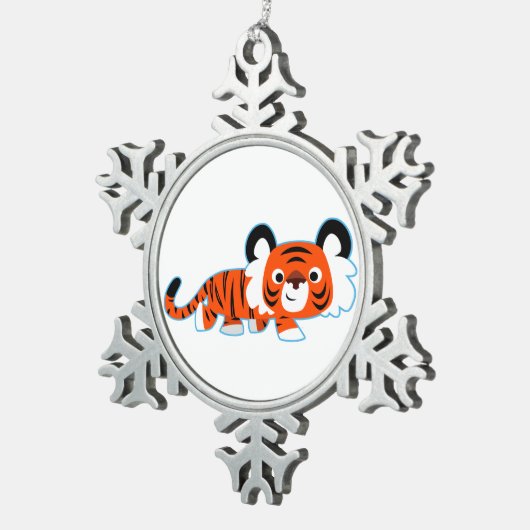 Cartoon Tiger over het Ornament van de Prowl Pewte (Rechts)