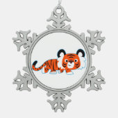 Cartoon Tiger over het Ornament van de Prowl Pewte (Voorkant)