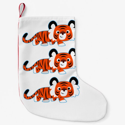 Cartoon Tiger over het stopzetten van de prowl Kleine Kerstsok (Voorkant)