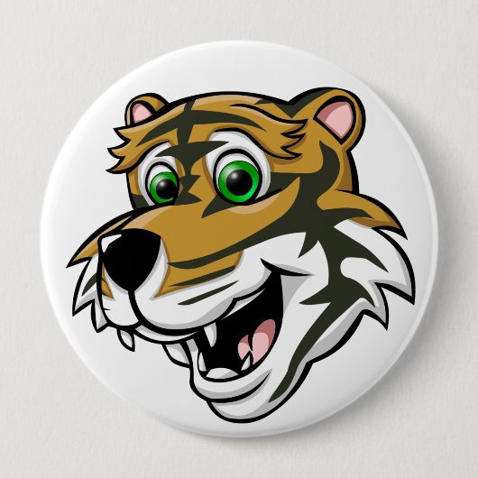 Cartoon Tiger Ronde Button 4,0 Cm (Voorkant)