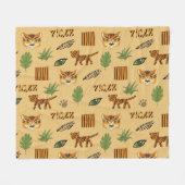 Cartoon Tiger: Vrolijk kinderpatroon. Fleece Deken (Voorkant (Horizontaal))