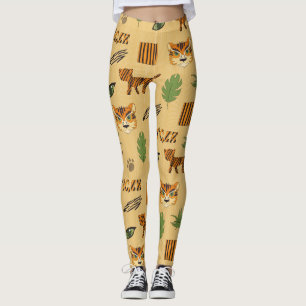 Cartoon Tiger: Vrolijk kinderpatroon. Leggings