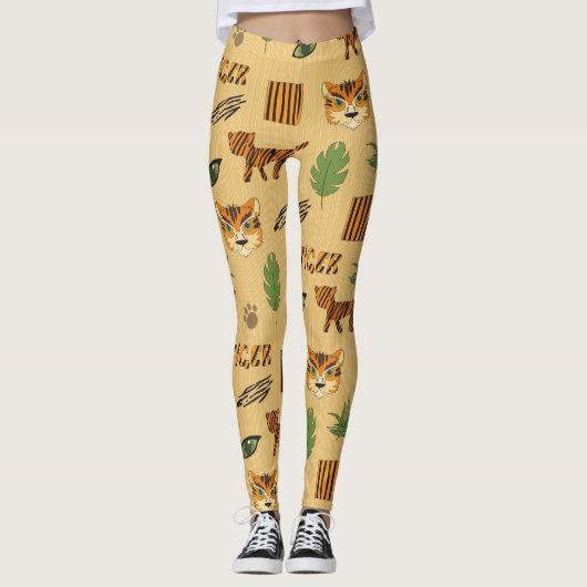 Cartoon Tiger: Vrolijk kinderpatroon. Leggings (Voorkant)