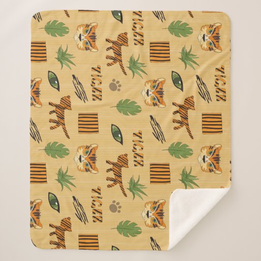 Cartoon Tiger: Vrolijk kinderpatroon. Sherpa Deken (Voorkant)