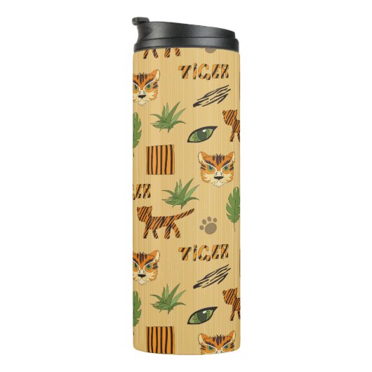 Cartoon Tiger: Vrolijk kinderpatroon. Thermosbeker (Geroteerd rechts)