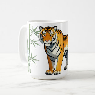 Cartoon Tijger Cadeau Tijgerliefhebber Oranje Zwar Koffiemok