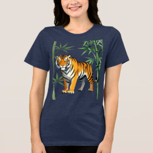 Cartoon Tijger Cadeau Tijgerliefhebber Oranje Zwar Tri-Blend Shirt
