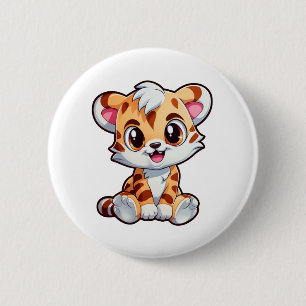 Cartoon tijgerillustratie ronde button 5,7 cm