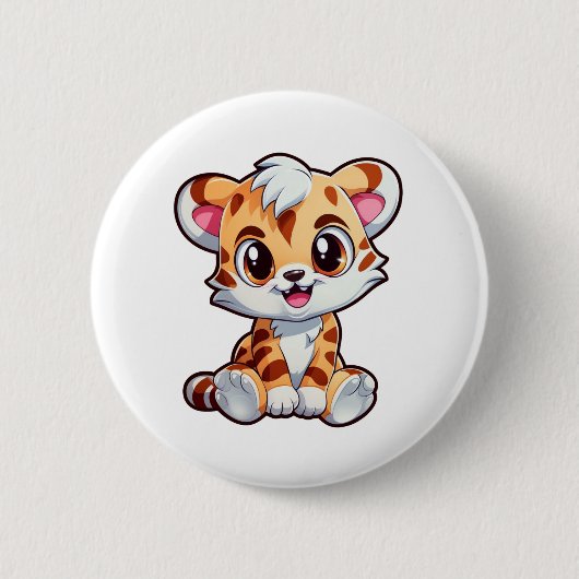 Cartoon tijgerillustratie ronde button 5,7 cm (Voorkant)