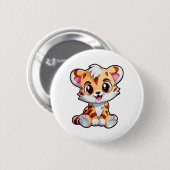 Cartoon tijgerillustratie ronde button 5,7 cm (Voorkant /achterkant)