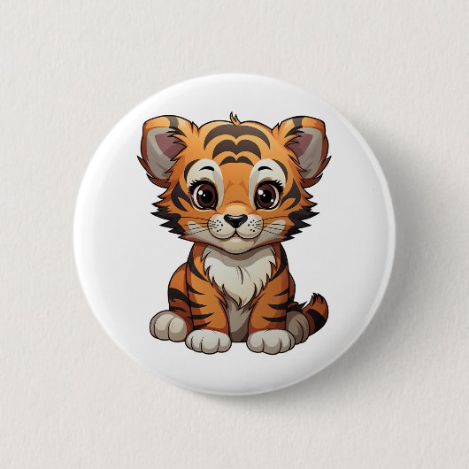 Cartoon tijgerillustratie ronde button 5,7 cm (Voorkant)