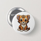 Cartoon tijgerillustratie ronde button 5,7 cm (Voorkant /achterkant)